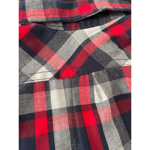 ~ Ben Sherman 3-6 mo Plaid Shirt Red / Blue / Navy Onesie Collar Buttons Cotton - Picture 2 of 11